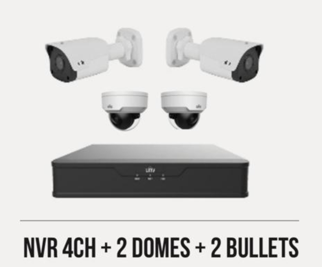 Pack de vidéosurveillance NVR 4CH – 2 Dômes + 2 Bullets