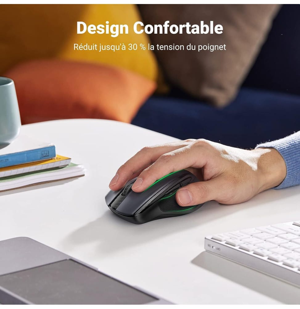 UGREEN Souris sans fil Design Egr 2,4 GHZ/15M Noir