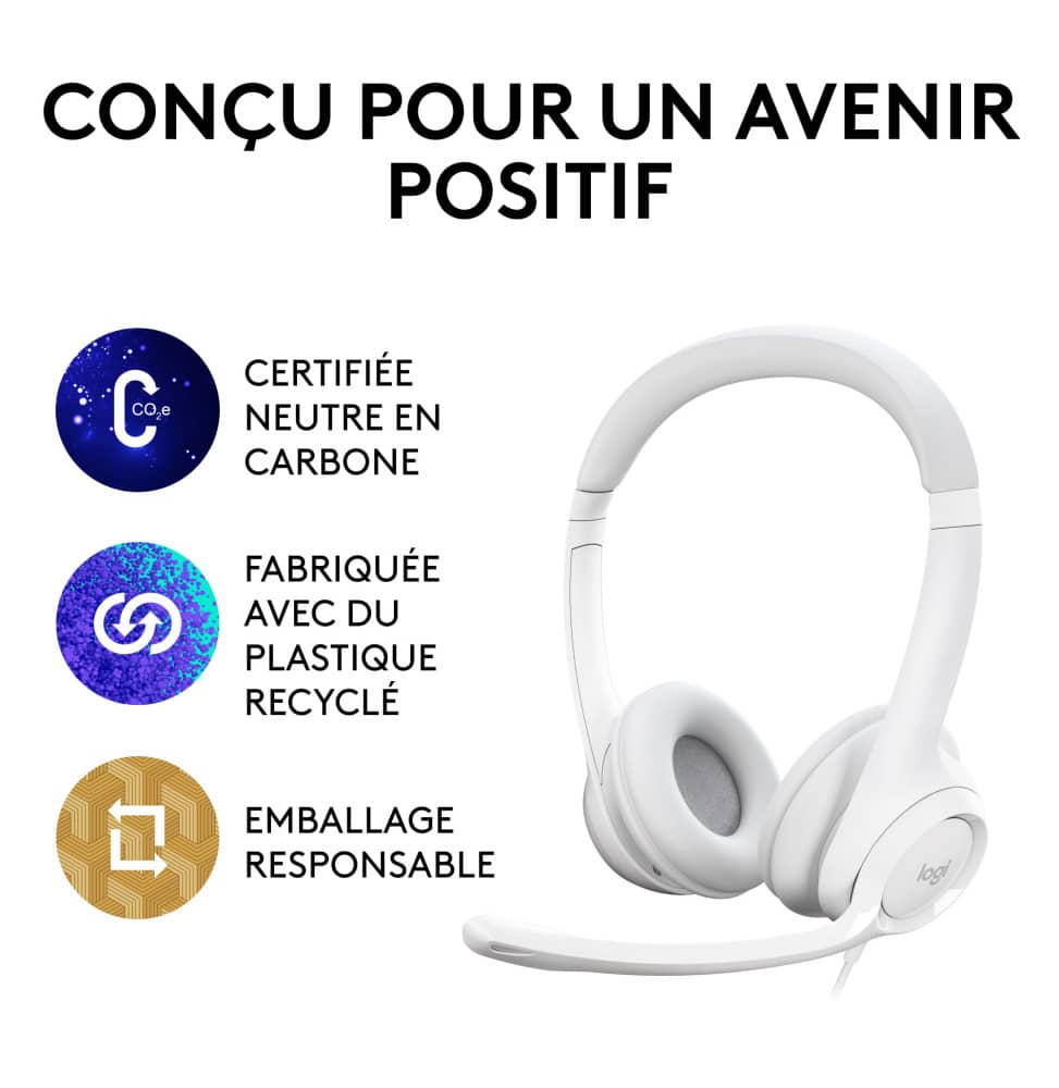 LOGITECH Corded Headset H390 WHITE