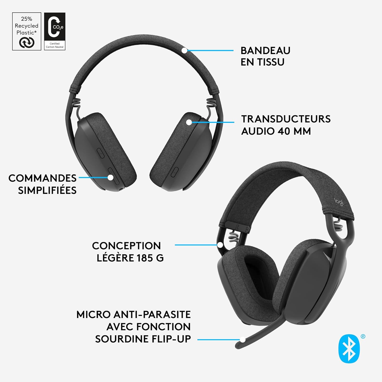 LOGITECH 100 Casque ZONE VIBE 100